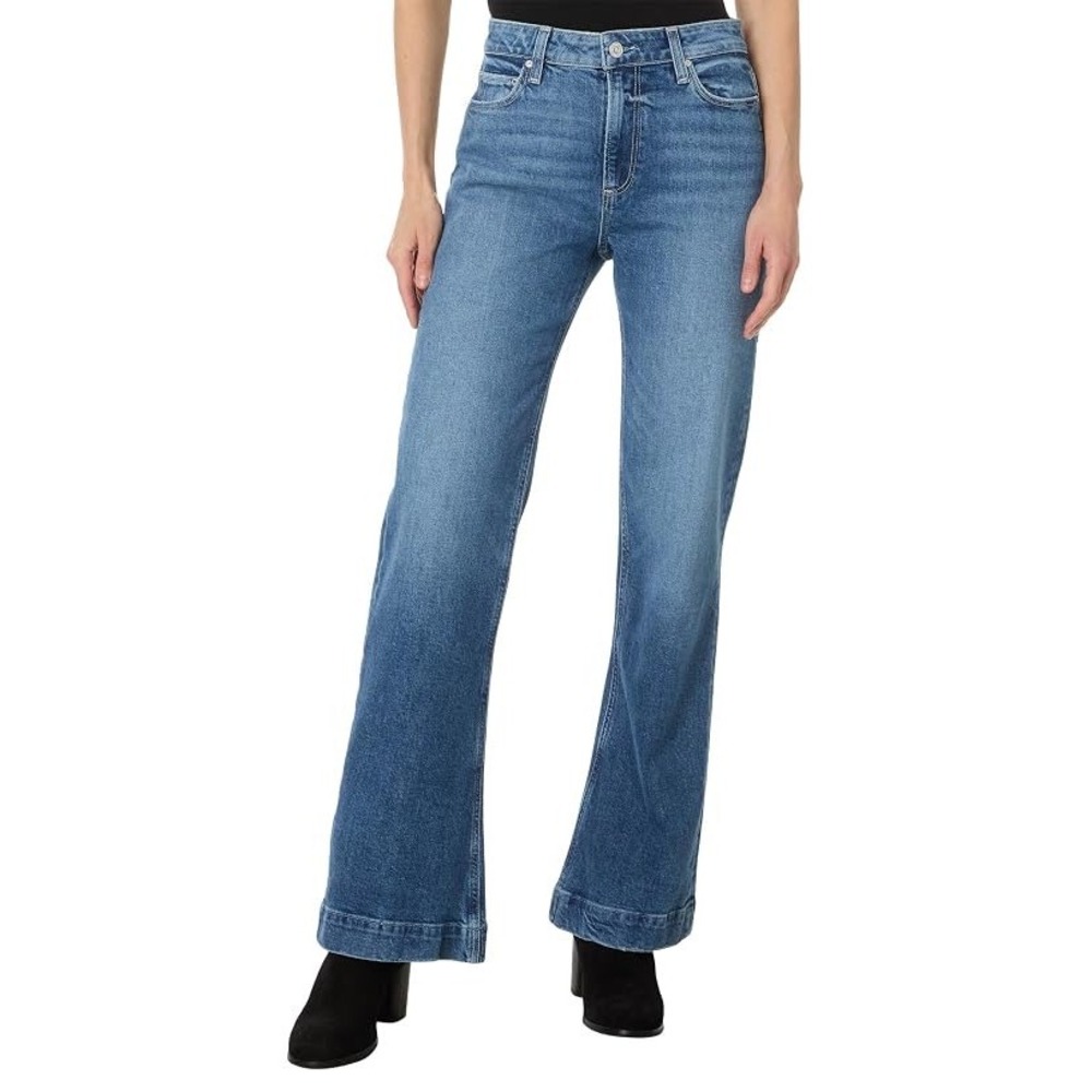 Paige Leenah High Rise Wide Leg Jeans Medium Blue Wash Size 31